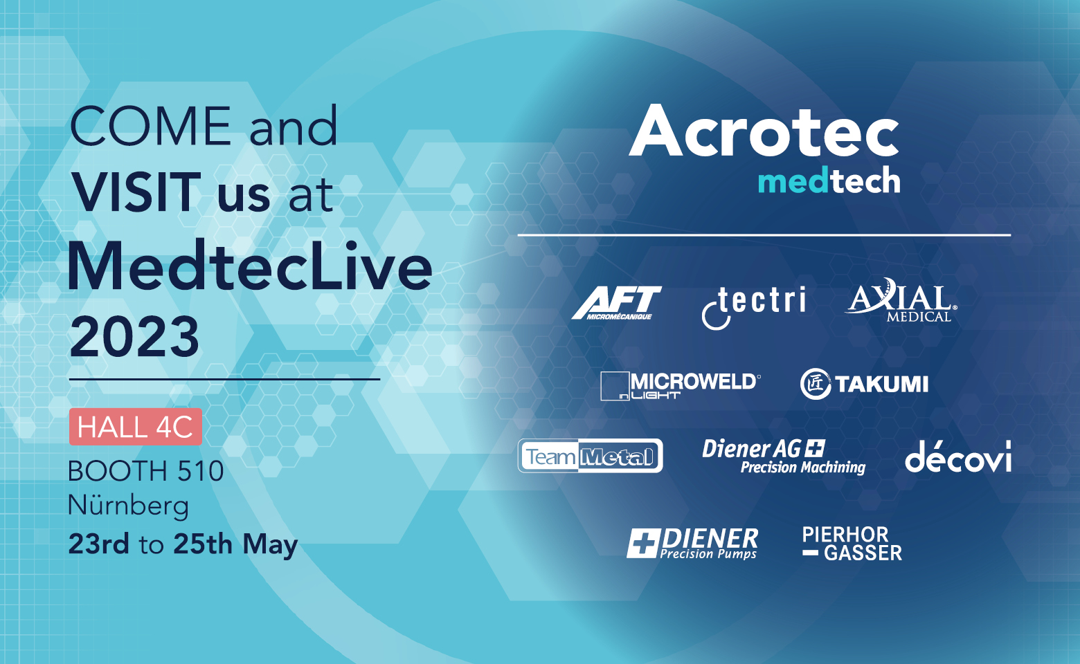Acrotec Medtech und Tectri stellen auf MedtecLive 2023 aus